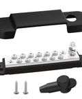 Bulletproof 12V 150A Bus Bar With Secure Snap Terminals And Genuine Copper Core 12 terminal power distribution block and cover.