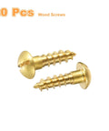 Rock Solid Copper Wood Screws M5 X 20Mm Slotted Round Head Self Tapping Fasteners Built Tough For Heavy Duty DIY Woodworking Jobs And Quick Home Fixes 20 Piece Pack close-up of two bronze wood screws with slotted round heads