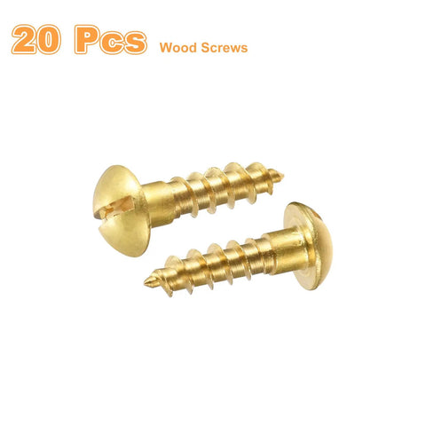 Rock Solid Copper Wood Screws M5 X 20Mm Slotted Round Head Self Tapping Fasteners Built Tough For Heavy Duty DIY Woodworking Jobs And Quick Home Fixes 20 Piece Pack close-up of two bronze wood screws with slotted round heads