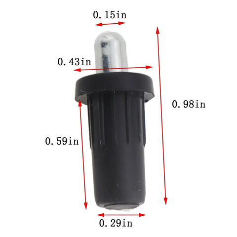 30 Piece Premium Cabinet Door Damper Pins Telescopic Pivot Hardware Nylon Center Connectors with dimensions shown