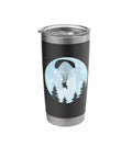 Powered Paragliding Inspired Stainless Steel Insulated Tumbler With Dual Wall Construction BPA Free Leak Proof Lid Black Finish For Hot Or Cold Beverages And Paramotor Style Adventure featuring a paramotor graphic over a moon and trees backdrop.