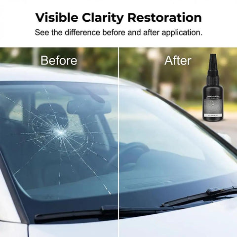 Windshield Crack Repair Kit For Cars And Light Trucks, Quick Fix Glass Repair Liquid, before and after repair results