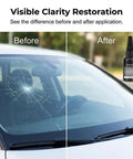 Before and after using Windshield Crack Repair Kit 2026 Upgraded With Tool, Quick Five Minute Fix on car windshield