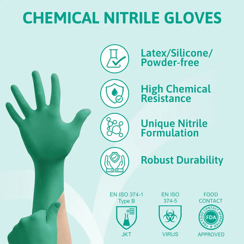 Disposable Nitrile Gloves Size Large For Chemical Splash Protection Ambidextrous Unlined Chlorinated Grippy Fingers