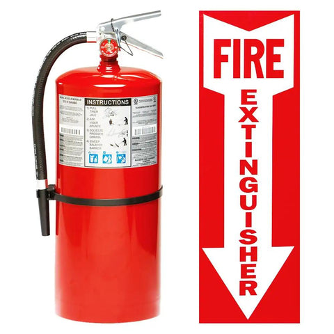 Heavy Duty Twenty Lb Class Abrc Dry Chemical Fire Extinguisher With Tough As Nails Powder Coated Steel Cabinet Plus No Nonsense Pull Aim Squeeze Sweep Sign For Business Ready Use