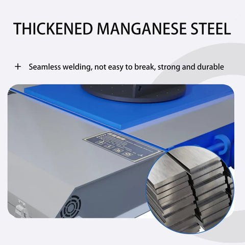 Close-up of thickened manganese steel on Heavy Duty Electric Remote Control Machine Moving Dolly, showcasing strong, durable construction.