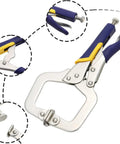 Four Pack 6.6 Inch Metal Face Clamps With Swivel Pad Heavy Duty And Rubber Handles Adjustable C Clamps Vise Grip for welding