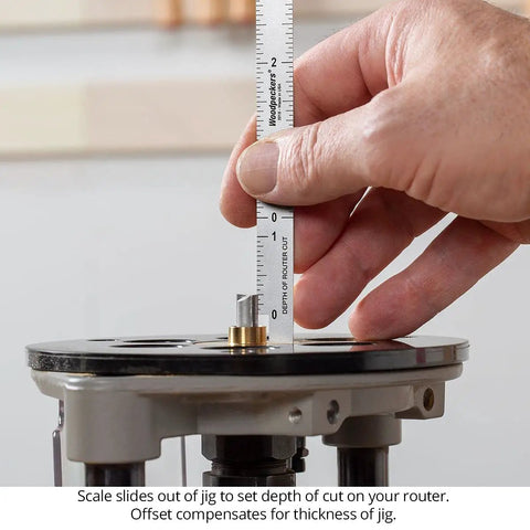Hook Up This Premium Shop Tested 32 Inch Router Dado Jig adjusting depth scale for precise router cuts with the exact width system.