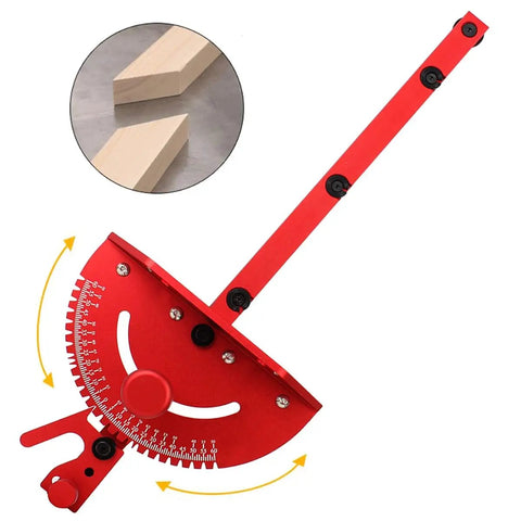 Upgraded Multifunction Table Saw Miter Gauge With Solid Aluminum Head And Steel Plate Adjustable Cross Cut Guide Red