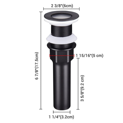Black pop-up drain for 12-Inch Round Porcelain Vessel Sink For Bathroom Black Above Counter Vanity Basin Industrial Modern Design