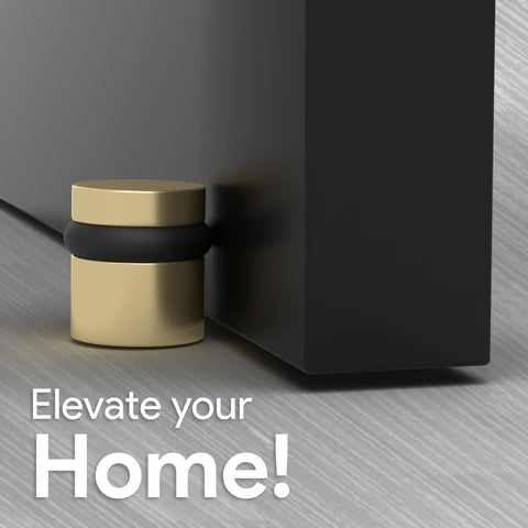 Floor Door Stopper With Mounting Hardware Included Satin Brass 1.5 Inch Wall Protector Prevents Door Knob Contact And Wall Damage Quick Install Protective Barrier For Doors And Walls Durable installed on floor with door.