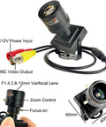 Compact Bullet Security Camera 960H 1000TVL HD with 2.8 to 12mm Varifocal Lens, metal case, connectors and zoom controls