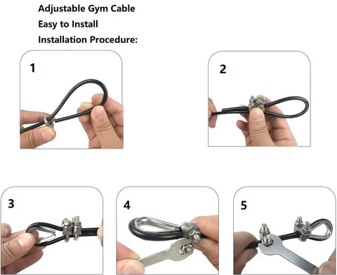 Built Tough Replacement Cable For Home Gym Rigs, Heavy Duty Steel Wire Rope With Smooth Nylon Cover, 118 Inch Adjustable Cable installation steps.