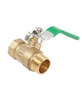No Sweat 1/2 Inch Brass Ball Valve Male To Female Quick Turn Swivel Handle for plumbing with a green handle.