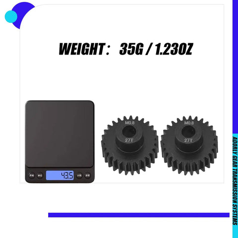 Two Pack Hard Steel Pinion Gears 27T 32P 0.8M 5mm Shaft CNC Machined Upgrade For UDR RC Car 5647 Replacement Parts on scale