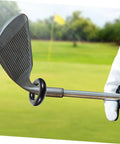 Golfer holding club with Two Pack Golfing Weighted Rings Training Tools Golf Gear For Enhanced Swing Mechanics Balance and Stability.
