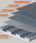 Top-Shelf Heavy-Duty Insulated Aluminum Corrugated Roofing Panels 100 Pack 6.5 Foot Long detailed cross-section view of layers.