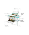 Image of Certified Refurbished DeskJet 3755 Compact Wireless All In One Color Printer With Instant Ink Ready Utility And Alexa Sync Capability For Slick Boss Level Setups showing features like input and output trays.
