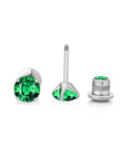 Snag Dope G23 Implant Grade Titanium Screw Back Earrings with green cubic zirconia, 5mm studs, lightweight for sensitive skin.