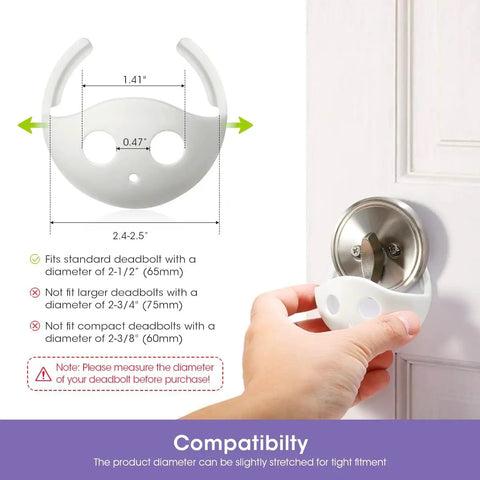 2 Pack Child Proof Deadbolt Lock For Doors, Easy One Hand Operation, Universal Size Fits Most Deadbolts, Kid Safety Lock Cover That Keeps Curious Kids Out, High Quality Door Security For Homes