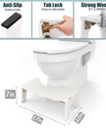 Wooden Toilet Stool For Adults Foldable 7 Inch Squat Poop Stool with Anti Slip Feet showing placement under toilet
