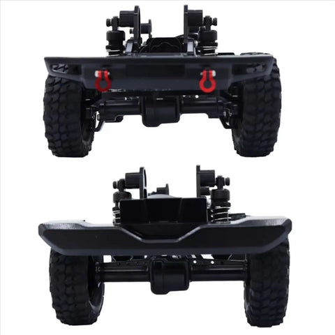 Rear view of Beefed Up Metal RC Chassis Frame For TRX4M And TRX4 Bronco 1 To 18 Scale Upgrade Kit with low CG design.