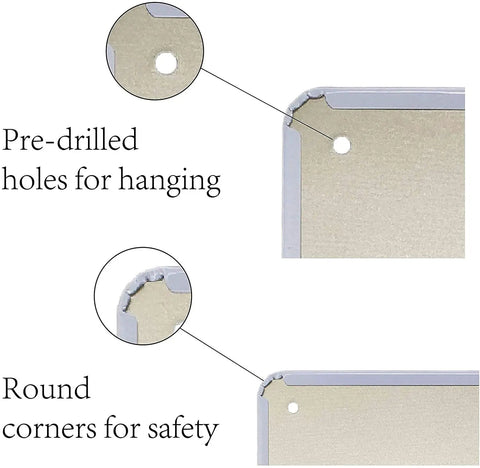 Close-up of Amateur Ham Radio Crib Notes Tin Sign Decor showing pre-drilled holes for hanging and rounded corners for safety.