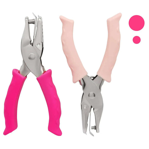 Two Pack Single Hole Paper Punch Metal Handheld Craft Hole Puncher with Soft Grip Handle in Pink and Rose