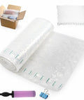 Bubble Cushioning Wrap For Packing 11.8x164 Ft With Pump, shown with inflatable air pillows and box for moving and shipping