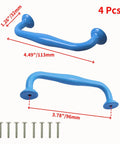 4 Pack Blue Aluminum Cabinet Pulls With 3.78 Inch Hole Centers 96mm And 4.49 Inch Length 114mm Drawer Handles, top view.