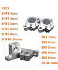 Rock-Solid 5-Piece Linear Rod Rail Support Kit For 4-16 Mm Guide Rails, aluminum alloy brackets shown in different sizes