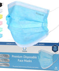 Box of Litepak premium disposable face masks with assorted colors, ultra-soft ear loops, and nose wire for comfortable wear