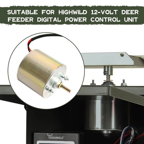 Highwild 12V Deer Feeder Motor Spinner Drive Kit Universal Replacement Heavy Duty Quarter Inch Shaft Spinners For Hunting Game Corn Grain Pellet Wildlife Feeding Setups Durable Upgrade