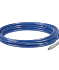Airless Sprayer Hose 25 Feet One Quarter Inch Dark Blue Heavy Duty Extend Reach For High Jobs Like Peaks And Second Stories While Maintaining 3000 Psi Zinc Plated Spring Guard Corrosion Resistant Works With Graco And Magnum Airless Sprayers coiled