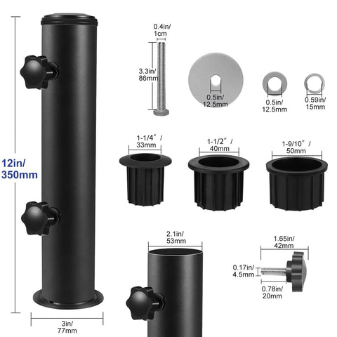 Heavy Duty Universal Umbrella Stand Replacement Tube For Outdoor Use Stainless Steel Base Bracket Fits Most Umbrella Poles