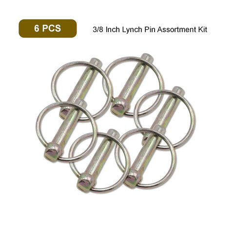 Rock Solid 6 Pack 3 8 Inch Lynch Pin Clips With Safety Retaining Rings For Trailer Hitch And Tow Cargo Carrier Heavy Duty Cold Forged Carbon Steel Durable As Hell Bolt On Utility Trailer Parts