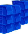 Blue 12 Pack Stackable Plastic Storage Bins For Home And Garage Organization, Space Saving Bins For Pantry, Craft Room, Closet And More, Each Bin Holds Up To 30 Pounds, 10.5 In Long By 5.5 In Wide By 5 In High
