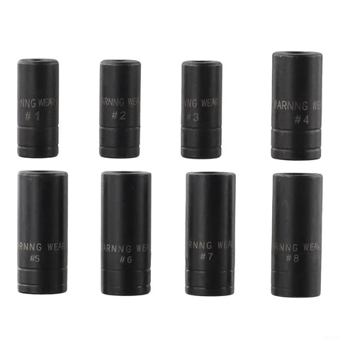 Ultimate 8-Piece Tap Socket Set For Auto Repair. Ultra-Durable Carbon Steel Threads Tool Kit. Perfect Fit For Tight Spaces And Precision Work. No More Bulky Handles Needed. Get The Job Done Fast! 8 black tap sockets #1-#8