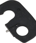 Left Mountain Bike Crank Arm Safety Plate For Hollowtech II in black steel and aluminum alloy, top view with cutouts.