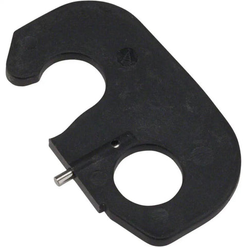 Left Mountain Bike Crank Arm Safety Plate For Hollowtech II in black steel and aluminum alloy, top view with cutouts.