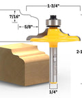 Cabinet Door Edge Router Bit With Classical Euro Style Ogee Profile One Quarter Inch Shank Model 12164q Premium Tungsten Carbide Blade