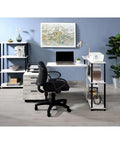 Office setup with Dope Industrial Style 4 Shelf Bookshelf With Antique White Shelves And Black Powder Coated Metal Frame For Books Decor