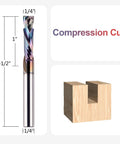 SpeTool compression spiral router bit, carbide with TAC coating, 1/4 in shank, 1 in cutting length, close-up view