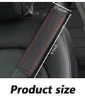 Universal Car Seat Belt Cover Pads Crafted From Breathable Leather With Thick Soft Sponge Padding, 9.1 inch size shown.