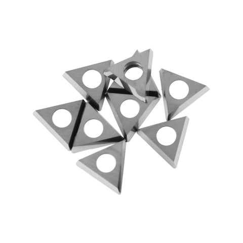 Triangular carbide inserts for Pro Grade Boring Head TBCT060104 TBCT090204 TBCT110304, used in brake lathe and woodturning tools.