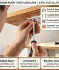 Installation of 10 Pack Quick Fitting L Shape Furniture Brackets With Screws Right Angle Corner Braces on wooden shelf
