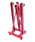Heavy Duty Folding Hydraulic Engine Hoist And Crane, 2 Ton Capacity With Portable Wheels, folded portable red crane.