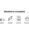 Components needed to complete: battery, charger, receiver, transmitter for ElectroStreak 1.1m PNP RC Electric Airplane With Modern Features.