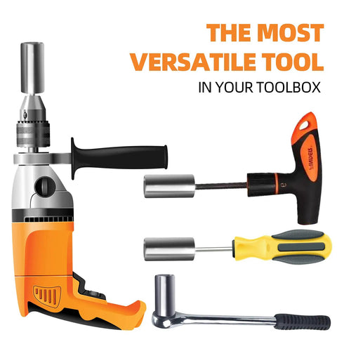 Dope Universal Socket Set With Drill Adapter For Men Dads Gift shown with various power tools and attachments