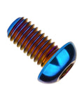 Grade 5 Titanium M6 X 12 mm Button Head Socket Cap Screws Sick Burnt Blue Anodized Heavy Duty showcasing head and thread details.